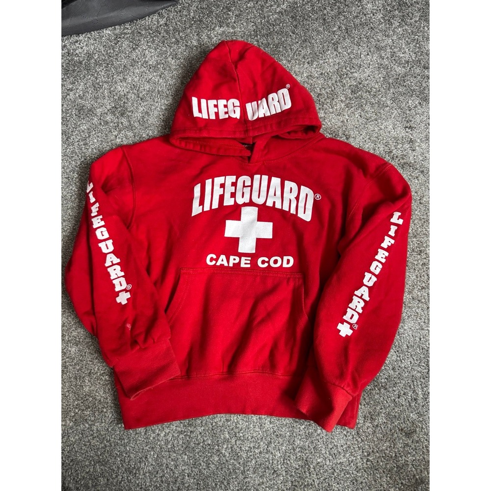 Lifeguard Cape Cod Red Hoodie Sweatshirt Pullover Kids Size M 10/12